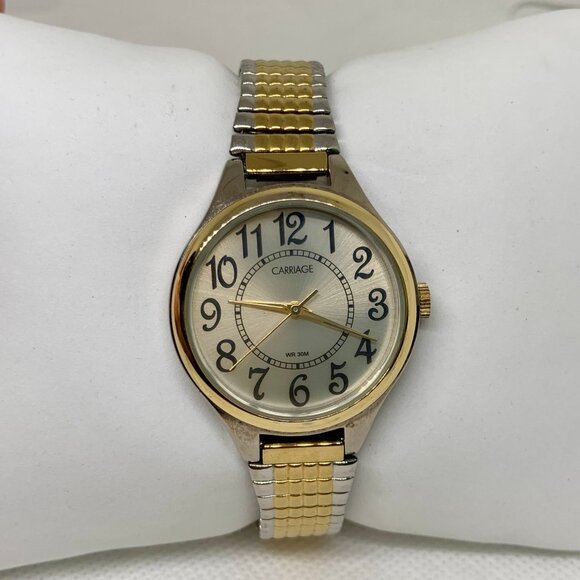 Carriage by Timex women watch silver gold tone quartz analog 30mm running - Picture 1 of 6